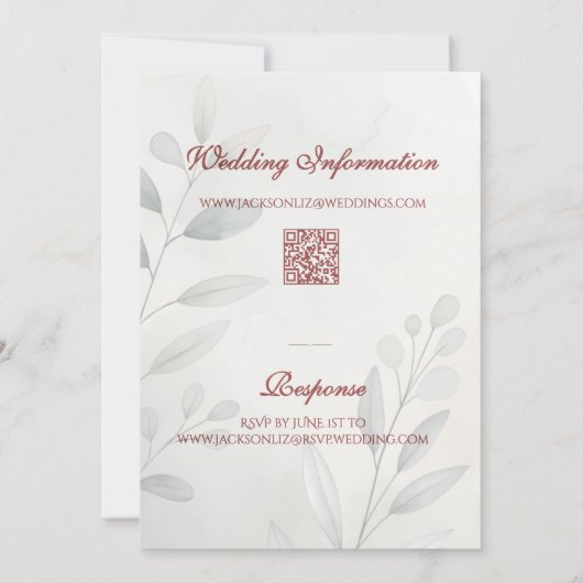 Elegant Soft Romantic Botanical Script Wedding Einladung (Rückseite)