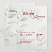 Elegant Soft Romantic Botanical Script Wedding Einladung (Vorne/Hinten)
