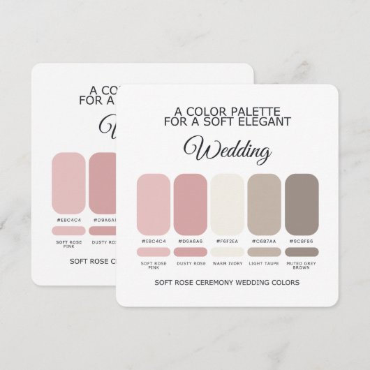 Elegant Soft Rose Wedding Color Palette Card Einladung (Vorne/Hinten)