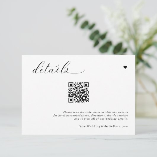 Elegant Soft Simple Modern Wedding Details Begleitkarte (Stehend Vorderseite)