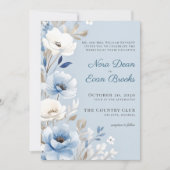 Elegant Soft Watercolor Dusty Blue Floral Wedding Einladung (Vorderseite)
