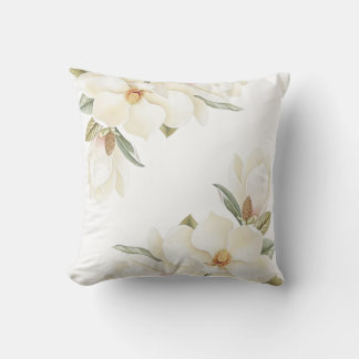 Elegant Soft White Magnolia Flower Pillow Cover Kissen