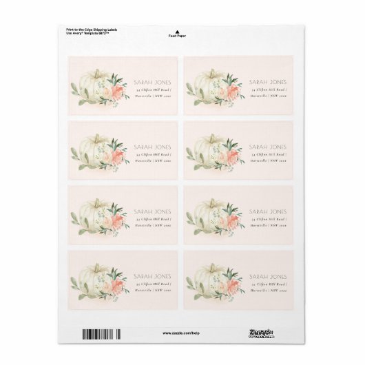 Elegant Soft White Pumpkin Blush Floral Address La (Vorne)