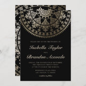 Elegant Solar Mandala Hochzeit Einladungen Gold (Vorne/Hinten)