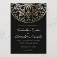 Elegant Solar Mandala Hochzeit Einladungen Gold