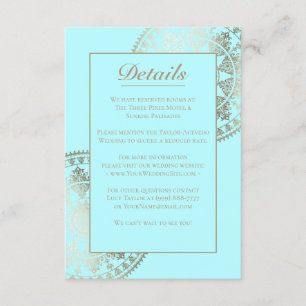 Elegant Solar Mandala Wedding Details Card Gold Begleitkarte