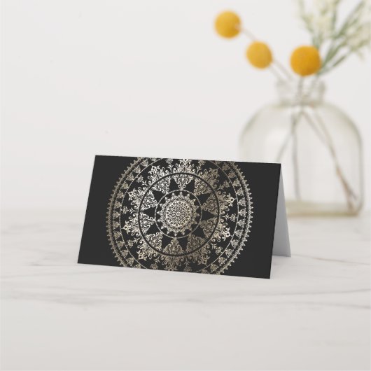 Elegant Solar Mandala Wedding Name Platzkarten (Rückseite)