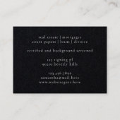 Elegant Solid Black Feather Quill Notary Attorney Visitenkarte (Rückseite)