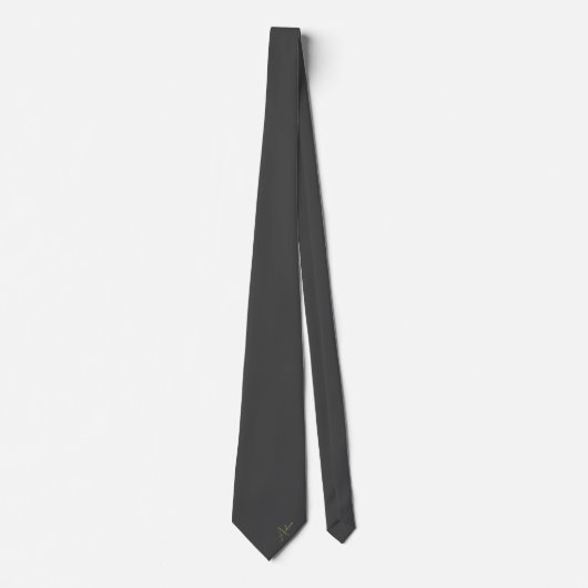 Elegant Solid Black Gold Script Name Neck Tie Krawatte (Vorderseite)