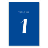 Elegant Solid Mediterranean Blue Script Wedding Tischnummer (Rückseite)