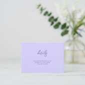 Elegant Solid Purple Lavender Begleitkarte (Stehend Vorderseite)