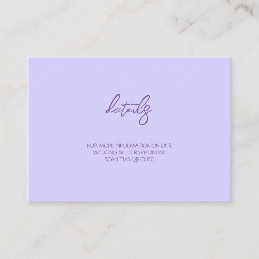 Elegant Solid Purple Lavender Begleitkarte (Vorderseite)