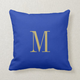 Elegant Solid Royal Blue mit Gold Monogram Kissen