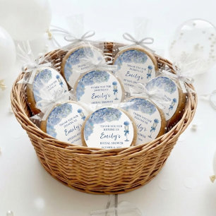 Elegant Something Blue Hortensien-Blumen Runder Aufkleber