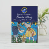 ELEGANT SOMMER GARDEN PARTY SAPPHIRE GEM MONOGRAM EINLADUNG (Stehend Vorderseite)