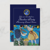 ELEGANT SOMMER GARDEN PARTY SAPPHIRE GEM MONOGRAM EINLADUNG (Vorne/Hinten)