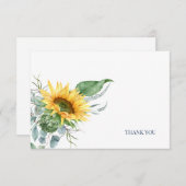 Elegant Sonnenblume Eukalyptus Floral Dankeskarte (Vorne/Hinten)