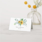 Elegant Sonnenblume Eukalyptus Grüne Platzkarte (Rückseite)