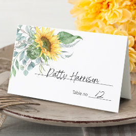 Elegant Sonnenblume Eukalyptus Grüne Platzkarte