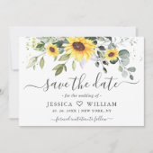 Elegant Sonnenblumen Eukalyptus Greenery Wedding S Save The Date (Vorderseite)