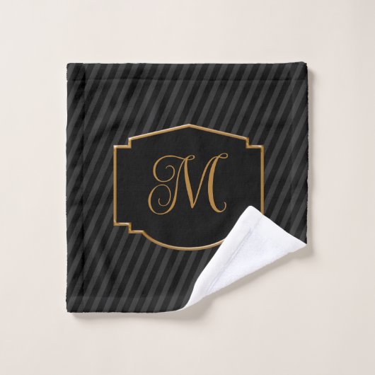 Elegant, Sophisticated Striped Monogram  Badhandtuch Set (Waschlappen)