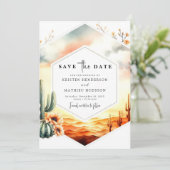Elegant Southern Cactus Wedding Save The Date (Stehend Vorderseite)