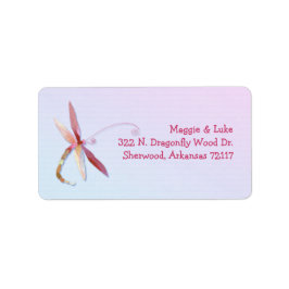 Elegant Southern Dragonfly Wedding Address Adressaufkleber