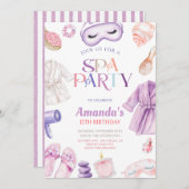 Elegant Spa day Girls Birthday Party Einladung (Vorne/Hinten)