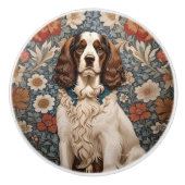 Elegant Spaniel On Floral Background Keramikknauf (Vorderseite)