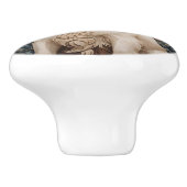 Elegant Spaniel On Floral Background Keramikknauf (Seitenansicht)