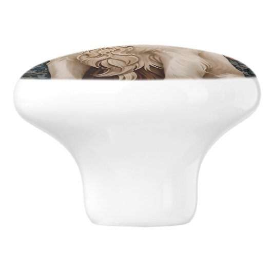 Elegant Spaniel On Floral Background Keramikknauf (Seitenansicht)