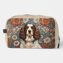 Elegant Spaniel On Floral Background Waschbeutel