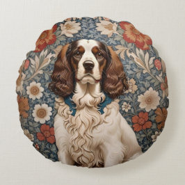Elegant Spaniel William Morris Inspirierte floral Rundes Kissen