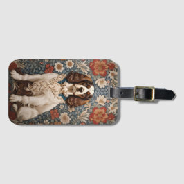 Elegant Spanisch auf Vintagem floralen Hintergrund Gepäckanhänger