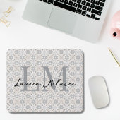 Elegant Spanish Tile Monogram Script Name Mousepad