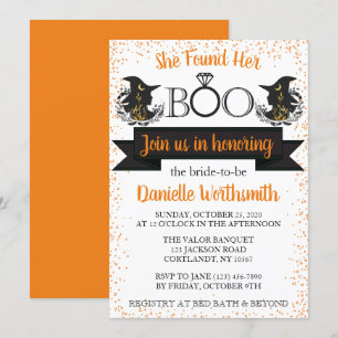Elegant Sparkle Boo Halloween HexenBrautparty Einladung