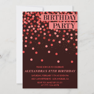 Elegant Sparkle Glitzer Confetti 87. Geburtstag Einladung