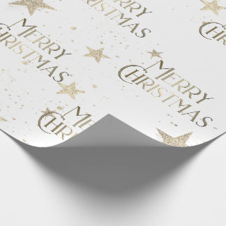 Elegant Sparkle Gold Stars Frohe Weihnachten Geschenkpapier