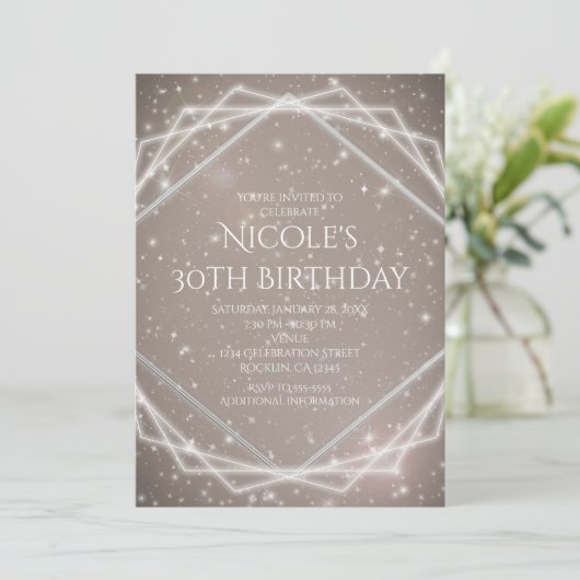 Elegant Sparkle Moderne geometrische Einladungen f (Stehend Vorderseite)