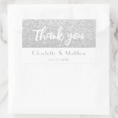 Elegant Sparkle Silver Glitzer Wedding Rechteckiger Aufkleber (Tasche)