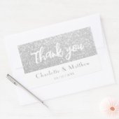 Elegant Sparkle Silver Glitzer Wedding Rechteckiger Aufkleber (Umschlag)