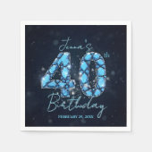 Elegant Sparkle Teal Blue Gemstone 40th Birthday Serviette (Vorderseite)