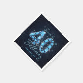 Elegant Sparkle Teal Blue Gemstone 40th Birthday Serviette (Ecke)