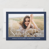 Elegant Sparkles Quinceañera 2 Photo Navy Blue Save The Date (Vorderseite)