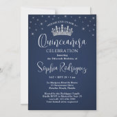 Elegant Sparkles Quinceañera Crown Navy Blue Magneteinladung (Vorderseite)
