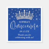 Elegant Sparkles Quinceañera Crown Royal Blue Serviette (Vorderseite)