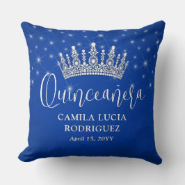 Elegant Sparkles Quinceañera Royal Blue Keepsake Kissen