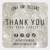 Elegant Sparkling Crystal Diamond Vielen Dank, das Quadratischer Aufkleber (Vorderseite)