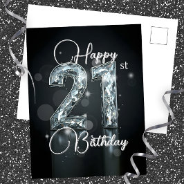 Elegant Sparkling Diamond-verkrustet 21. Geburtsta Postkarte