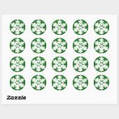 Elegant sparkling glitter green frosty snowflake runder aufkleber (Blatt)